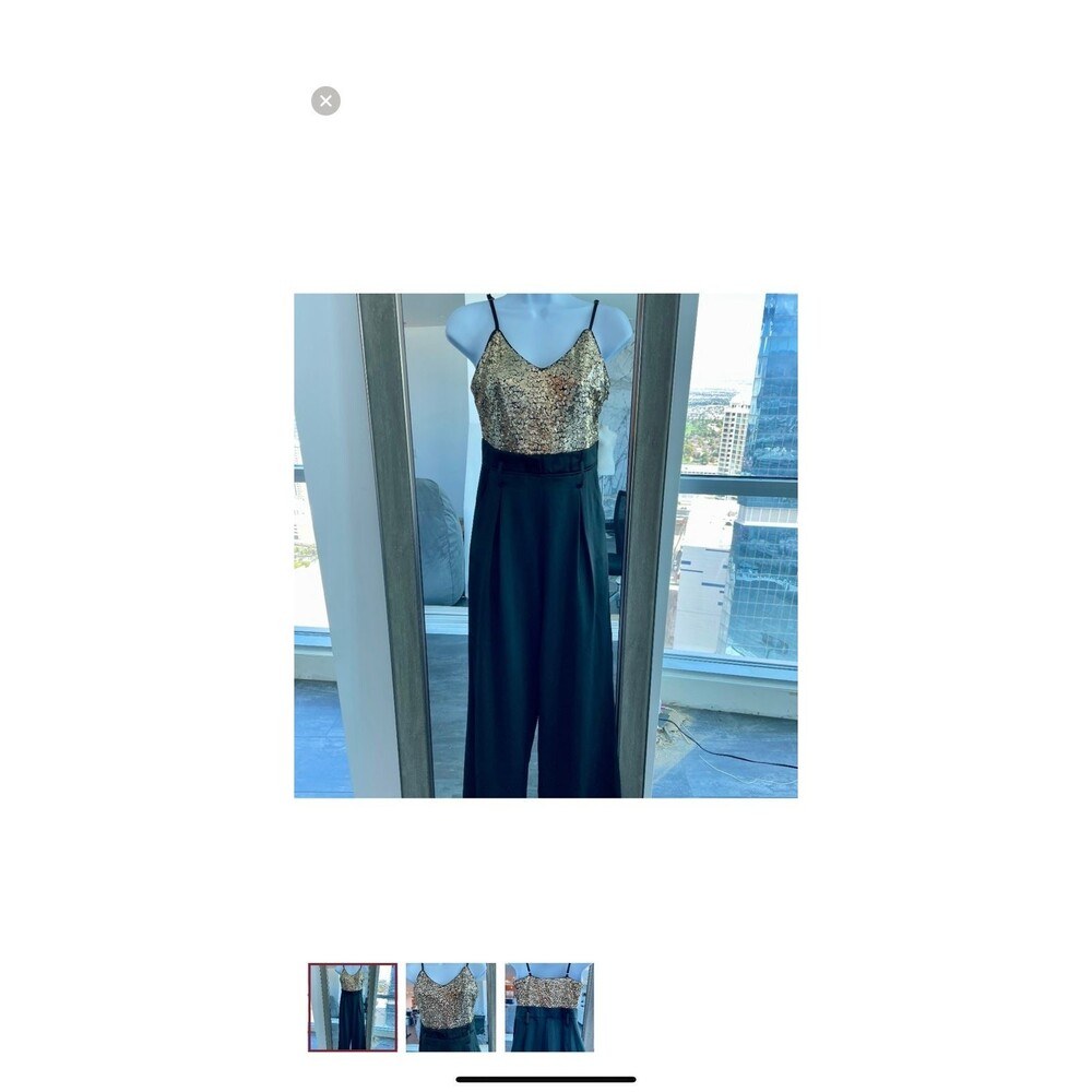 Forever 21 sequin& satin look jumpsuit size  large NWT